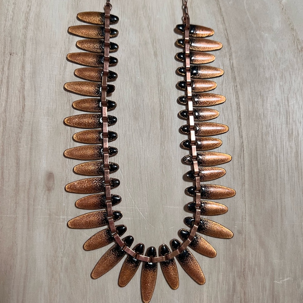 Vintage Matisse Nefertiti enameled copper necklace